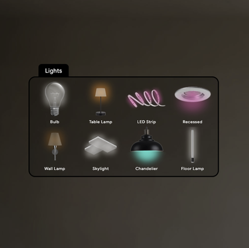 Lights — 8 fixture types in a single view